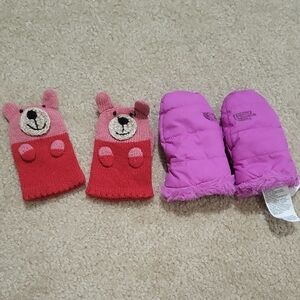 Free With Any Other Item! The North Face Pink and Red Bear Mittens